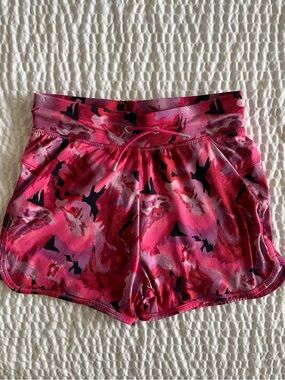 Pink Abstract Print Athletic Shorts